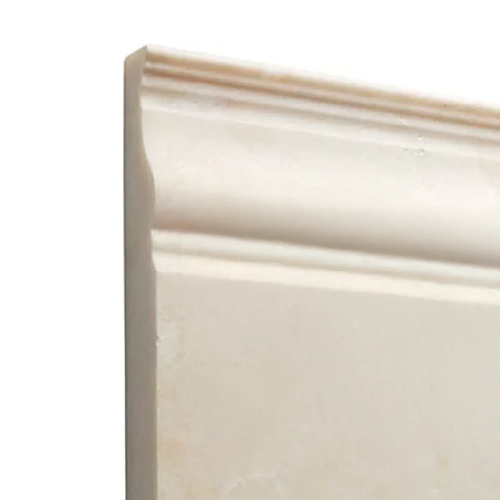 Cream-colored decorative molding for White Pearl Botticino baseboard molding