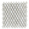 Diamond-patterned mosaic tile sheet in White Pearl and Botticino Beige Marble