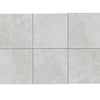 Six light gray square tiles from White Pearl/Botticino Beige Marble 12X12 collection