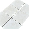 Arrangement of White Pearl and Botticino Beige Marble 12X12 Tumbled tiles