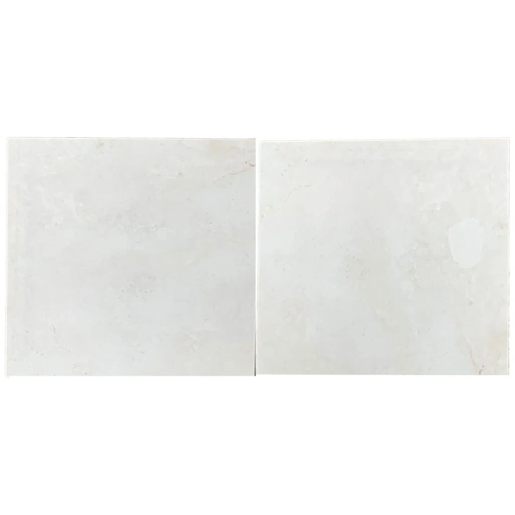 Two square white tiles of White Pearl/Botticino Beige Marble 18X18 polished finish