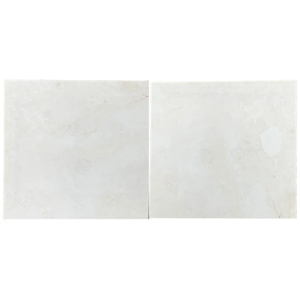 Two square white tiles of White Pearl/Botticino Beige Marble 18X18 polished finish