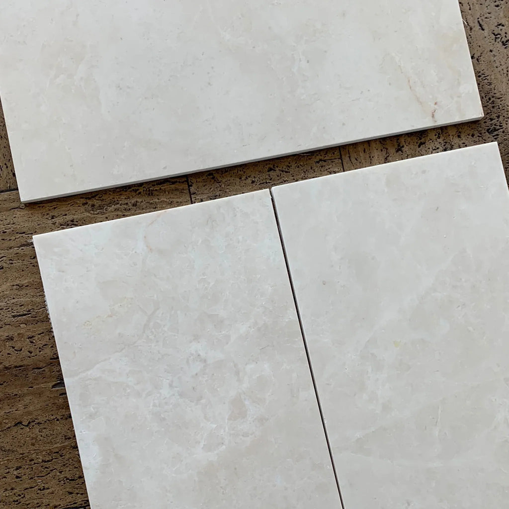 Rectangular light-colored marble tiles of White Pearl/Botticino Beige 18X18