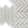 White Pearl and Botticino Beige Marble 1X3 Herringbone Mosaic Polished Tile Design