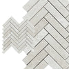 White Pearl Botticino Beige Marble 1X4 Herringbone Mosaic Polished tile display