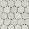 Beige hexagon tile mosaic in White Pearl Botticino Beige Marble 2 inch Polished finish