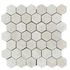 Hexagonal mosaic tile sheet in White Pearl and Botticino Beige Marble finish