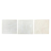 Three square tiles of White Pearl and Botticino Beige Marble in polished finish