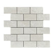 White Pearl Botticino Beige Marble 2X4 Brick Mosaic Polished with white subway tile design