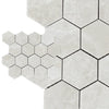 White Pearl and Botticino Beige Marble 3-inch Hexagon Polished Mosaic Tiles