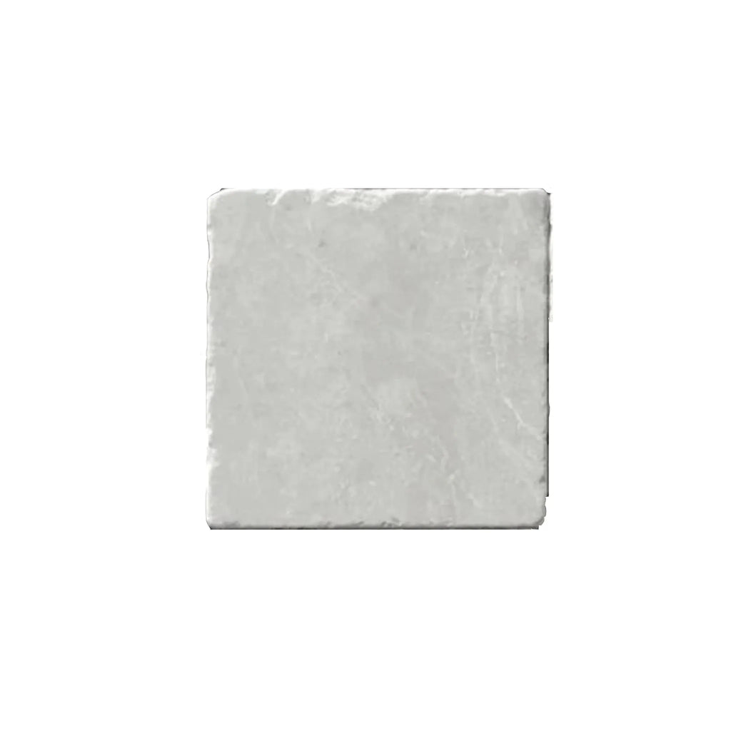 Square textured tile in White Pearl and Botticino Beige Marble 4X4 Tumbled design