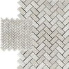 White Pearl and Botticino Beige Marble Mini Herringbone Mosaic Polished Tile Sheets