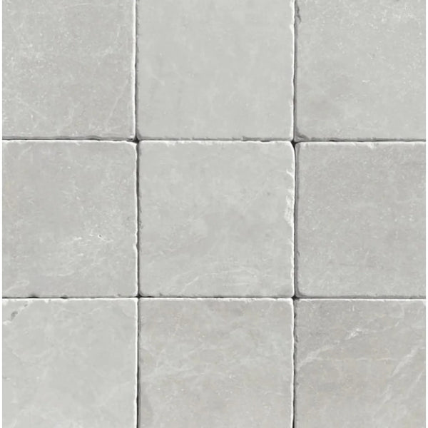 Light gray square tiles from White Pearl/Botticino Beige Marble 6X6 Tumbled collection