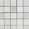 White Pearl Botticino Beige Marble Mosaic 2X2 Tumbled Square Tile Sheet Display