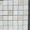 White Pearl and Botticino Beige Marble Mosaic 2x2 Tumbled Square Tile Sheet