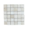 White Pearl Botticino Beige Marble Mosaic 2X2 Tumbled Square Tile Sheet Display