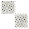 Diamond-patterned mosaic tiles in White Pearl and Botticino Beige Marble design