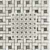 White Pearl and Botticino Beige Marble Pinwheel Mosaic with Emperador Dark Dots